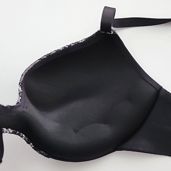 ⭐️2/ $40⭐️ La SENZA Body Kiss Push Up Bra Black Lace White Rhinestones Size 32B - Picture 7 of 13